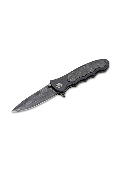 Böker Manufaktur Solingen Leopard-Damascus III Collection Kamp Çakı Gümüş - Siyah