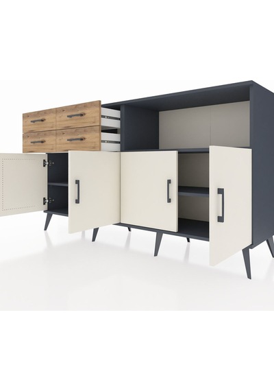 Hyperion Konsol 4 Raflı 4 Çekmeceli 4 Kapaklı 176x44x99 Antrasit- Antrasit-aytaşı/çam Hyperion Konsol 4 Raflı 4 Çekmeceli 4 Kapaklı 176x44x99 Antrasit- Antrasit-aytaşı/çam