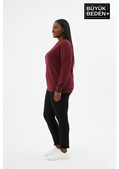 Superlife Kadın Büyük Beden Bisiklet Yaka Kollar Ve Etek Ribanalı İnce Sweatshirt Spr26bswk956 Bordo Superlife Kadın Büyük Beden Bisiklet Yaka Kollar Ve Etek Ribanalı İnce Sweatshirt Spr26bswk956 Bordo