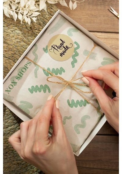 Kraft Hand Made El Yapımı Paketleme Sticker Etiket 3x3cm St2116 Çok Renkli