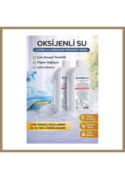 Bezos Oksijenli Su 1 Litre 2 Adet Set %3 Hidrojen Peroksit Solüsyonu Çok Amaçlı Temizlik Ve Hijyen Sıvısı 22