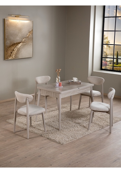 Ganni Home Lima Açılır Yemek Masası Traverten Gri Mdf Tabla, Gürgen İskeletli Modern Tasarım Traverten-gri Ganni Home Lima Açılır Yemek Masası Traverten Gri Mdf Tabla, Gürgen İskeletli Modern Tasarım Traverten-gri