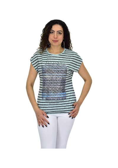 Linsolita Kadın Kısa Kol Baskılı Bluz Bgl-st04707 Elma Yeşili