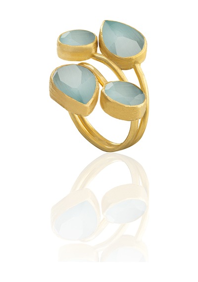 Kadir Jewellery 22 Ayar Altın Kaplama Zirkon Taşlı Kadın Vintage Yüzük Açık Mavi 01734130