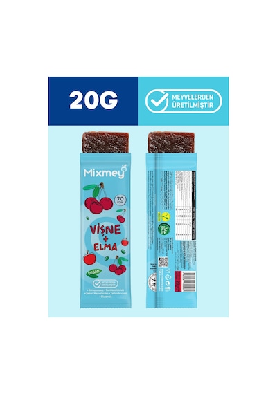 Mixmey Karma 3 Meyve Bar 18 Adet | Atıştırmalıklar – Vegan, Glutensiz, Koruyucusuz 20gr X 18 Adet