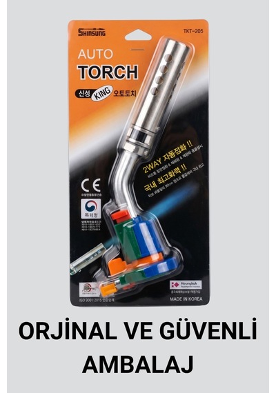 Kıng Profesyonel Multifonksiyonel Otomatik Gaz Pürmüz Başlık Torch Tkt-205 Mavi - Turuncu