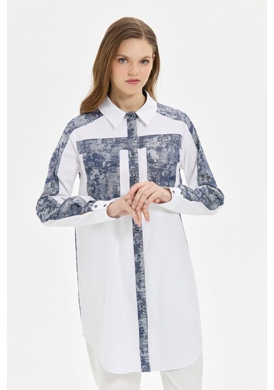 Esswaap Jakar Denim Kombinli Koton Tunik Laci Lacivert