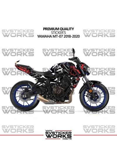 Yamaha Mt-07 Kaplama Sticker Death Design Motor Kaplama Modeli Hazır Kit 2018-2020 Uyumlu Siyah