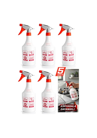 1 Litre Boş Sprey Şişesi 5'li Set Ayarlanabilir Püskürtücülü Çok Amaçlı Hobi & Temizlik Şişesi