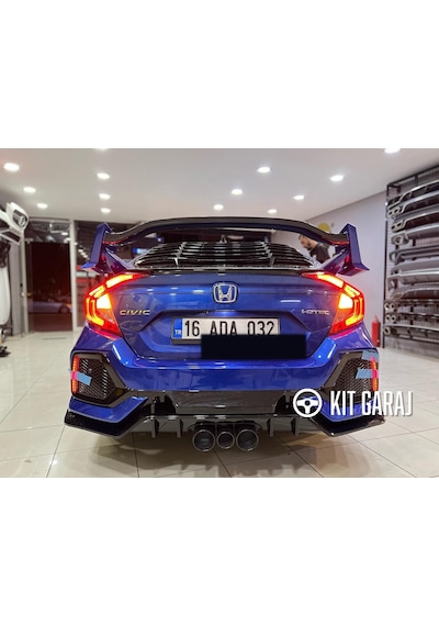 Kit Garaj Civic Fc5 6 Parça Arka Tampon Flap Plastik 2016-2021 Boyalı