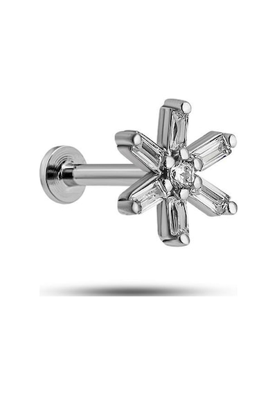 925 Ayar Gümüş Rodyumlu Minimal Baget Kır Çiçeği Tragus Piercing Küpe