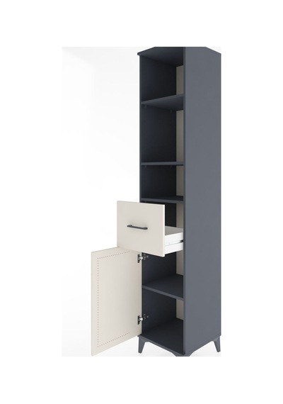Hyperion Dolap 4 Raflı Tek Çekmeceli Tek Kapaklı 44x44x221 Antrasit-aytaşı Antrasit