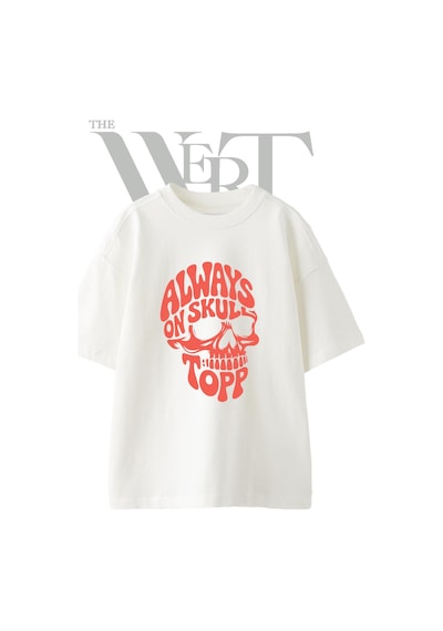 Thewert Kuru Kafa Tasarım Baskılı Ünisex Beyaz Oversize T-shirt