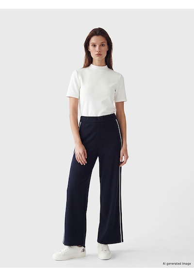 Lcw Modest Lacivert Şeritli Soft Touch Kadın Eşofman Altı