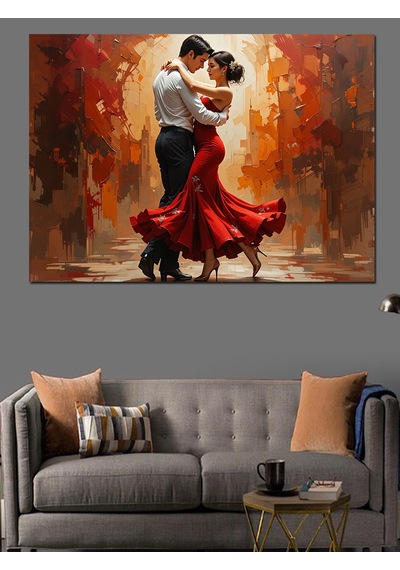 Tutkulu Tango Dans Eden Çift Dekoratif Kanvas - Mdf Ahşap Tablo