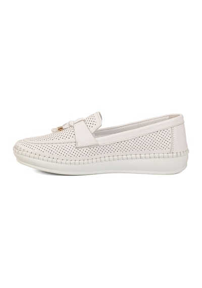 Voyager Beyaz Hakiki Deri Anatomik Rahat Tabanlı Kadın Casual Ayakkabı Loafer Z093