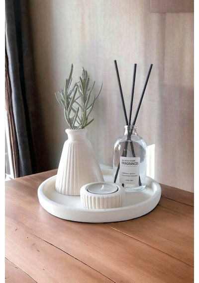 Dekoratif Minyatür Konik Vazo 100 Ml Fresh Oda Kokusu Set Tealight Mum Dahil Değildir