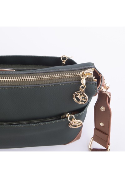 Nas Bag Kadın Postacı Çapraz Çanta Yeşil Taba Karaca En 25 Cm Boy 22 Cm Yeşil - Taba