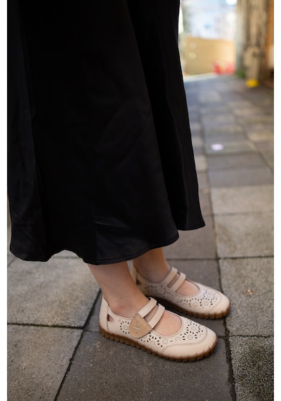 Venüs 2010728 Eren Shoes%bag Hakiki Deri Çift Bantlı Cırtlı Saraç Bej