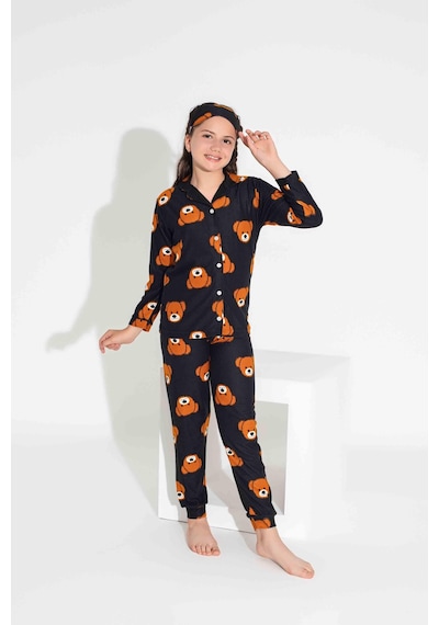 Yeni Sezon Sonbahar/kış Kız Çocuk Ayıcık Desenli Süet Pijama Takımı 2724-1 Siyah Ayıcık Siyah-turuncu Yeni Sezon Sonbahar/kış Kız Çocuk Ayıcık Desenli Süet Pijama Takımı 2724-1 Siyah Ayıcık Siyah-turuncu