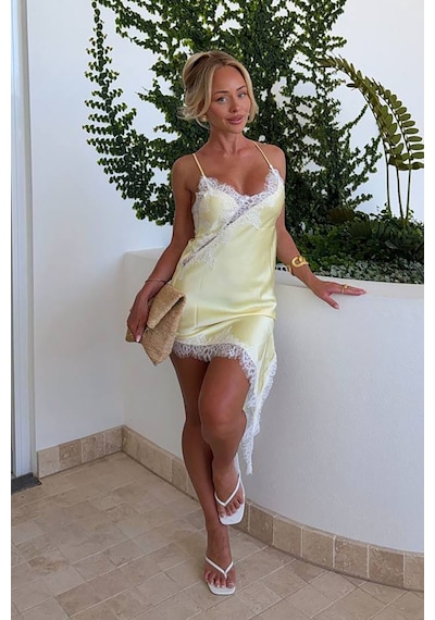Jenna Dantelli Mini Elbise - Sarı