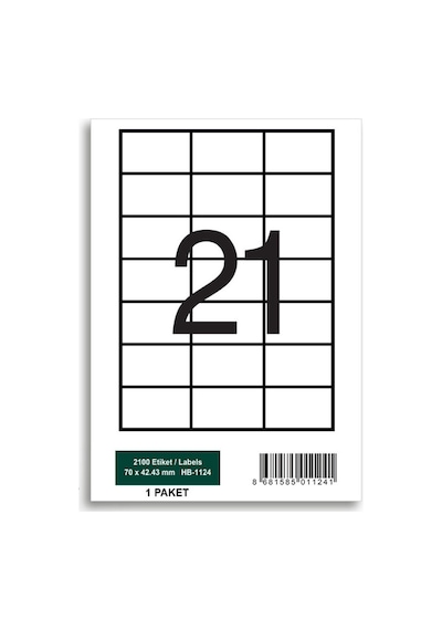 Herboy Hb-1124 70 X 42,43 Mm A4 Laser Etiket 100 Adet