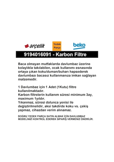 Arçelik Uyumlu Adt 605 I Davlumbaz Aspiratör Karbon Filtre 9194016091 - 473106094 Arçelik Uyumlu Adt 605 I Davlumbaz Aspiratör Karbon Filtre 9194016091 - 473106094