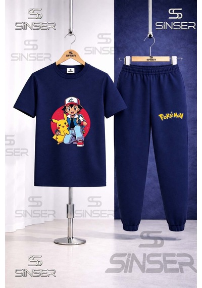 Ss Sinser Çocuk Pokemon Eslı Baskılı Tişort Eşofman Takımı Lacivert