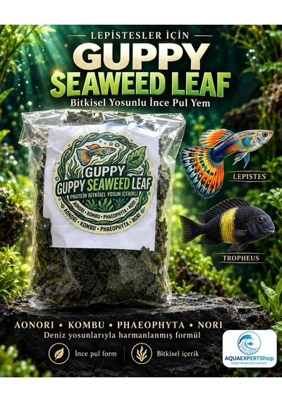 Aqua Expert Guppy Seaweed Leaf Aonori & Kombu Yosunlu İnce Pul Lepistes Ve Tropheus Yemi - 20 Gr