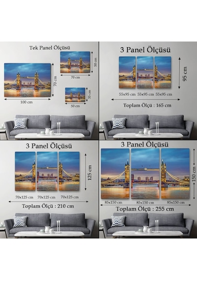 Es10 modagos067 Londra Köprüsü Gece Manzara Tablosu-6638 (50 x 70)