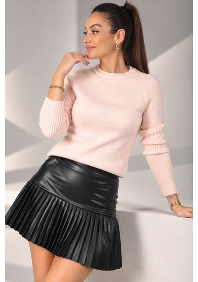 By Saygı Kadın Reglan Kollu Triko Bluz Pembe