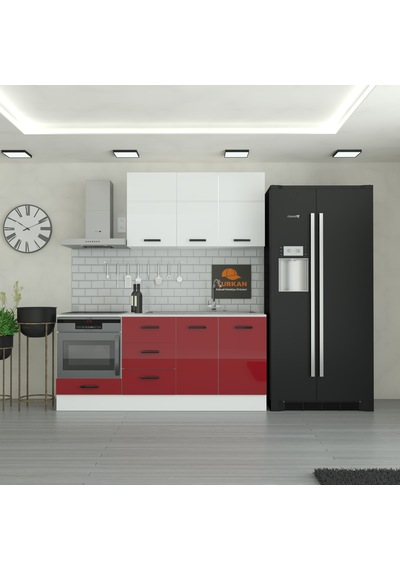 195 Cm Mutfak Dolabı Mdf Kapak Tezgah Dahil Yrkn195 101 Kırmızı