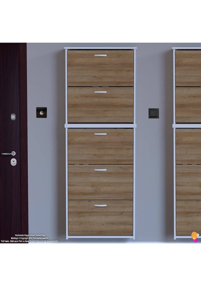 Modilayn Verve Asma Kapı Önü 72x194x26 Cm Lik 3 Düşer Kapak 10 Göz Bölmeli Ayakkabılık Beyaz - Meşe Modilayn Verve Asma Kapı Önü 72x194x26 Cm Lik 3 Düşer Kapak 10 Göz Bölmeli Ayakkabılık Beyaz - Meşe