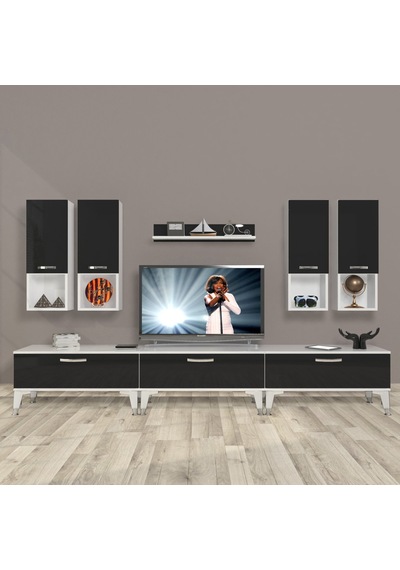 Decoraktiv Eko 8da Slm Silver Tv Ünitesi Tv Sehpası Beyaz - Siyah Decoraktiv Eko 8da Slm Silver Tv Ünitesi Tv Sehpası Beyaz - Siyah