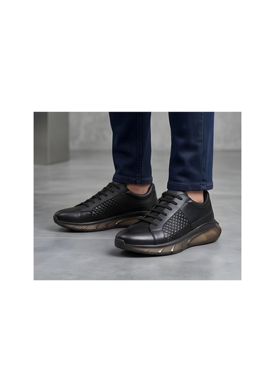 Crc Ayakkabı Erkek Siyah %100 Hakiki Deri Klasik Sneaker Ortopedik Taban Günlük Ayakkabı
