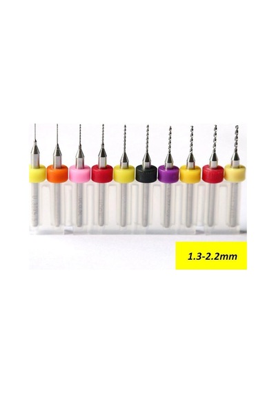 Cnc Delme Kiti Pcb Mini Karbür Matkap Ucu 10lu Set 1.3-2.2mm