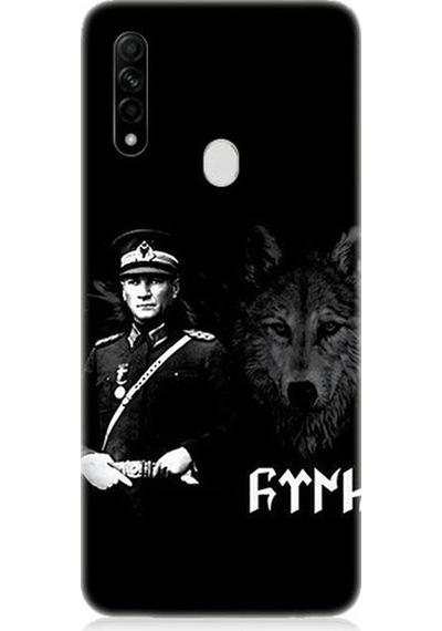 Oppo A31 Uyumlu Mustafa Kemal Atatürk Ve Kurt Desenli Silikon Kılıf