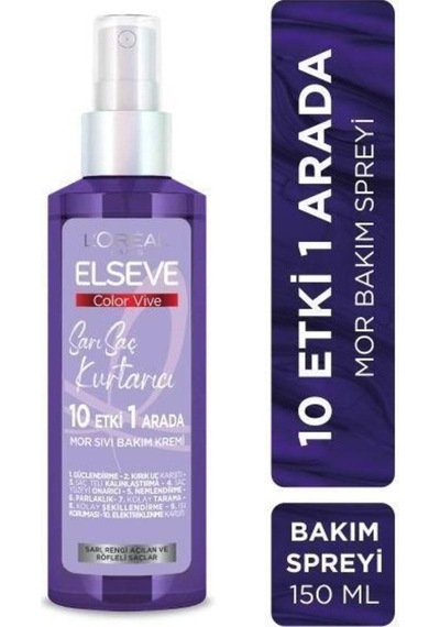 Elseve Loreal Sarı Saç Kurtarıcı 10 Etkili Mor Sıvı Bakım Kremi 150 Ml