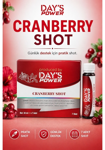 Day S Power Cranberry Shot 7 Adet - D-mannose & Hibiskus & Vitamin C Destekli