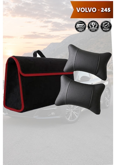 Volvo 245 Uyumlu Bagaj Çantası Koltuk Yastığı Siyah Renk Lüks Model