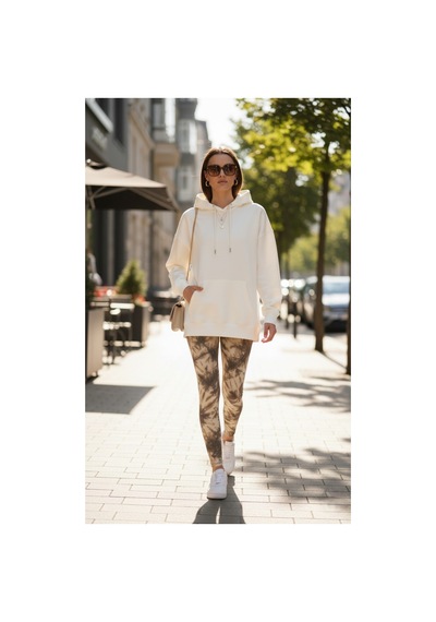 The Kadın Bol Kesim Sırttan Baskılı Oversize Hoody Sweatshirt - Modal Kışlık Kapüşonlu Krem The Kadın Bol Kesim Sırttan Baskılı Oversize Hoody Sweatshirt - Modal Kışlık Kapüşonlu Krem