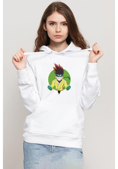 Beyblade Arman Kusaba Beyaz Kadın 3ip Kapşonlu Sweatshirt 001