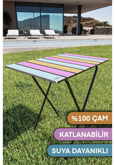 Bino Yükseklik Ayarlı Ahşap Katlanır Bahçe Kamp Masası Çok Renkli Bino Yükseklik Ayarlı Ahşap Katlanır Bahçe Kamp Masası Çok Renkli