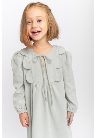 Oliventhekid Bağcıklı Papatya Detaylı Kız Çocuk Elbise Mint Mint