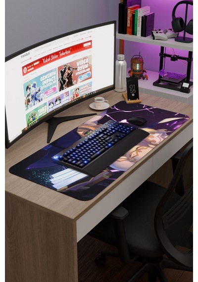 Lisa Genshin Impact Anime Oyuncu V4 - 90x40 Xxl Gaming Mouse Pad Fare Altlığı