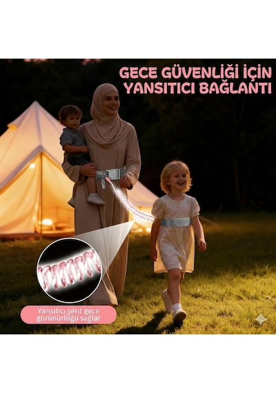 Premium Ebeveyn Kontrollü Çocuk Güvenlik Kemeri - Kilitli Bel Bağlantılı, Eller Serbest Tasarım Kırmızı Çok Renkli