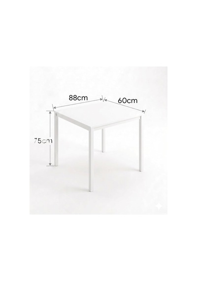 Kompakt Yemek Masası 88x60 Beyaz Metal Ayak Ve Beyaz Tabla Diğer