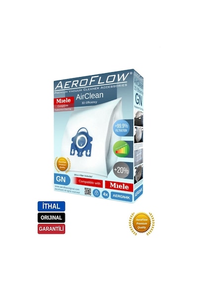 Aeroflow Miele Uyumlu S4211 Süpürgetoz Torbası+Filtre