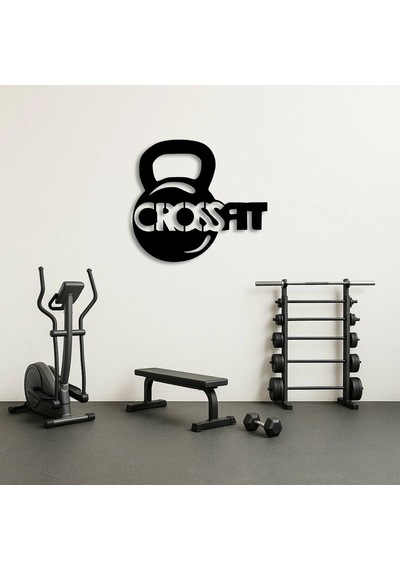 Crossfit Kettlebell Tasarımlı Metal Duvar Tablosu Siyah