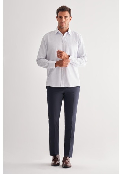 İmza Beyaz Sert Yaka Uzun Kol Cepli Comfort Fit Classic Gömlek 1004255164 Beyaz